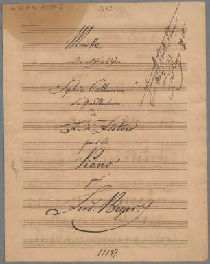 Marche sur des motifs de l'opèra Sophia Catharina, pf. - BSB Mus.Schott.Ha 11981-2