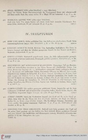 IV. Skulpturen (Nr. 406 - 540)