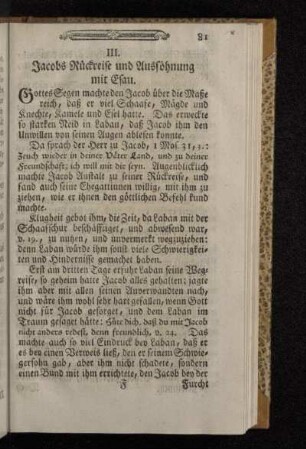 III. Jacobs Rückreise und Aussöhnung mit Esau.