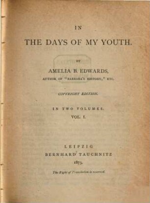 In the days of my youth, 1