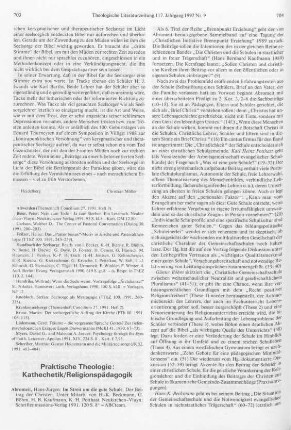 Praktische Theologie: Religionspädagogik, Katechetik