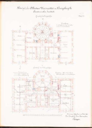 Anatomisches Institut der Albertus-Universität Königsberg: Grundrisse EG, KG