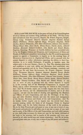 Report of the commissioners appointed to inquire into the municipal corporations in England and Wales, 1. 1835
