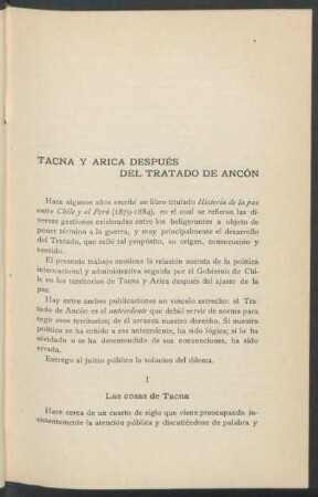 Tacna y Arica después del Tratado de Ancón