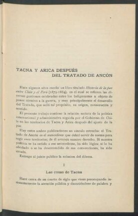 Tacna y Arica después del Tratado de Ancón
