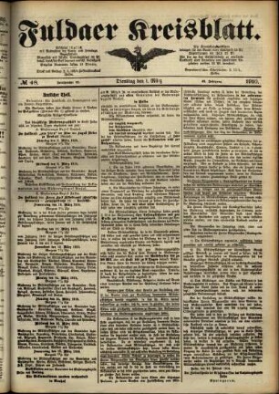Ausgabe vom Dienstag, den 01. März 1910.