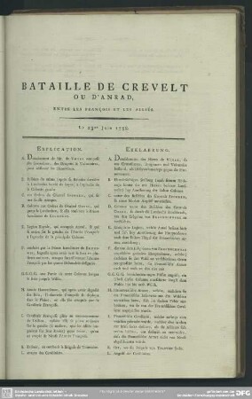 Bataille De Crevelt Ou D' Anrad, Entre Les François Et les Alliés. Le 23me. Juin 1758