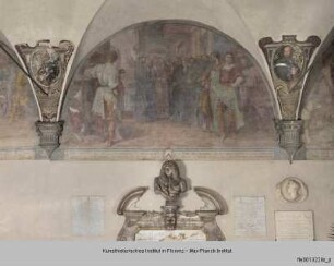 Freskenzyklus mit Darstellungen zu den Ursprüngen des Servitenordens : Manetto dell'Antella übergibt Filippo Benizzi die Ordensführung (1268)