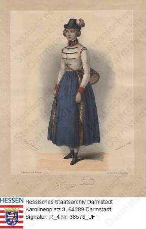 Lind, Jenny (1820-1887) / Porträt in Opernkostüm, stehend, Ganzfigur, mit Unterschrift