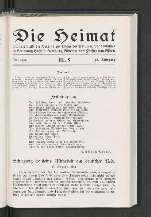 Mai 1930, Nr. 5, 40. Jahrgang