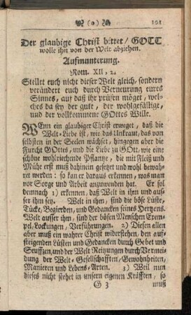 Der glaubige Christ bittet, Gott wolle ihn von der Welt abziehen.