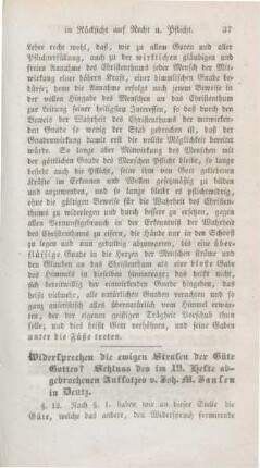 37-67 Widersprechen die ewigen Strafen der Güte Gottes? : Schluß des im 19. Hefte abgebrochenen Aufsatzes