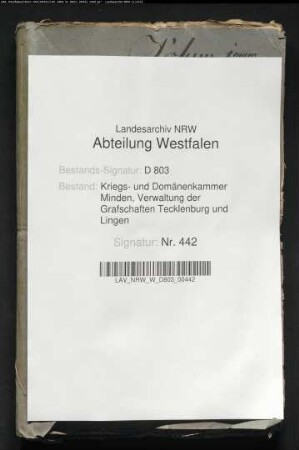 Anstellung der Oberjäger und Forstmeister der Grafschaften Tecklenburg und Lingen