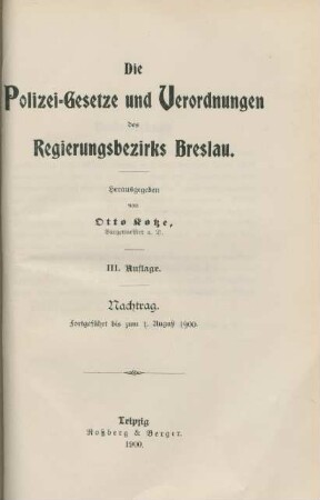 Nachtr.: Fortgeführt bis zum 1. August 1900