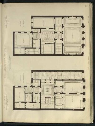 Entwurf zu einem Architekten-Vereinshaus. Grundriss Erdgeschoss, 1. Stock.