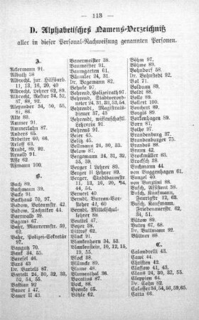 D. Alphabetisches Namensverzeichnis aller in dieser Personal-Nachweisung genannten Personen