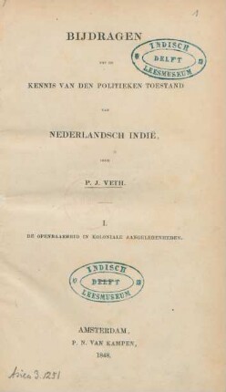 1: De openbaarheid in koloniale aangelegenheden