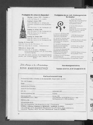 Predigtplan der ev.-luth. Kirchengemeinde St. Anschar
