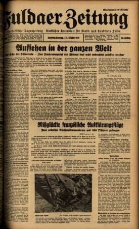 Ausgabe vom Sonntag, den 08. Oktober 1939.