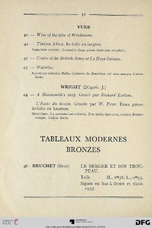 Tableaux Modernes – Bronzes (Nr. 46-53)