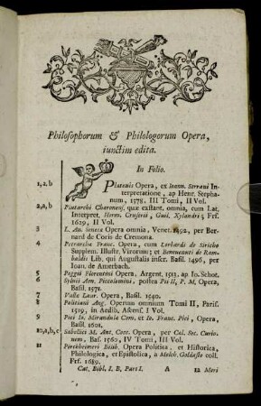Philosophorum & Philologorum Opera, iunctim edita.