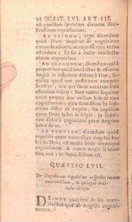 Quaestio LVII. De Angelorum cognitione respectu rerum materialium, in quinque articulos divisa.