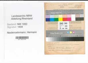 Entnazifizierung Hermann Niederroehrmann , geb. 18.02.1893 (Werkmeister)