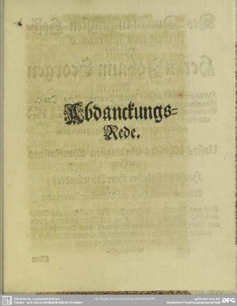 Abdankung : Abdanckungs-Rede