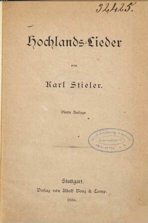 Hochlands-Lieder von Karl Stieler