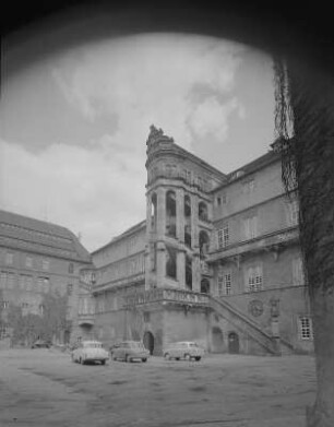 Torgau. Schloss Hartenfels, Innenhof mit Wendelstein