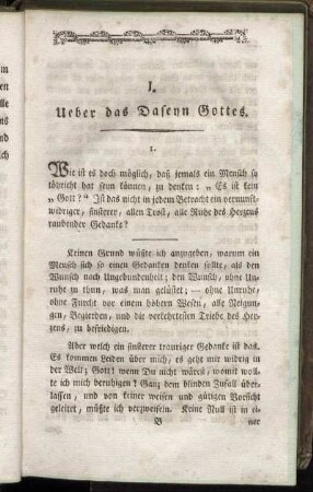 I. Ueber das Daseyn Gottes