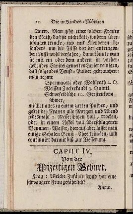 Caput IV. Von der Unzeitigen Geburt.