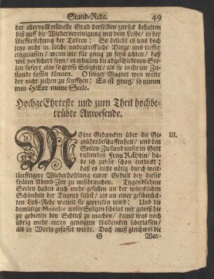 HochgeEhrteste und zum Theil hochbetrübte Anwesende. [III.]