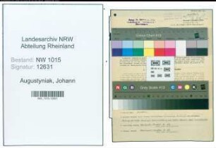 Entnazifizierung Johann Augustyniak , geb. 19.05.1910 (Zeichner)