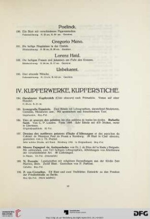 IV. Kupferwerke, Kupferstiche (Nr. 184-199)