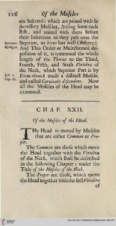 Chap. XXII: Of the Muscles of the Head