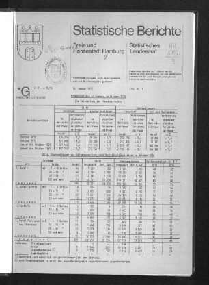 Fremdenverkehr in Hamburg im Oktober 1976 : Lfd. Nr. 1