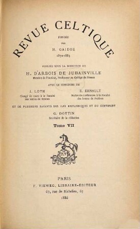 Revue celtique. 7. 1886