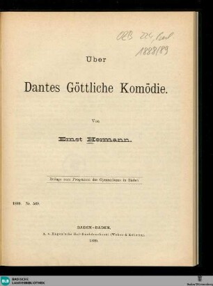 Über Dantes Göttliche Komödie