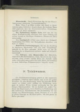 IV. Trinkwasser.