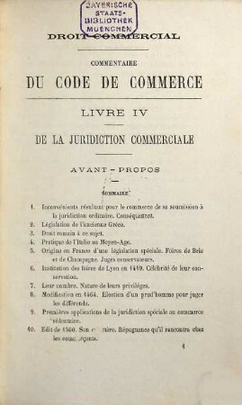 Commentaire du code de commerce : droit commercial, Livre 4. De la jurisdiction commerciale