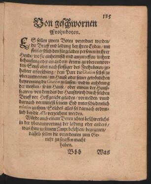 Von geschwornen Frohnboten.