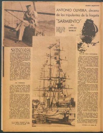 Antonio Oliveira, decano de los tripulantes de la fragata "Sarmiento"
