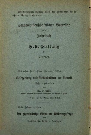 Die Stellung des modernen Staates zur Religion und Kirche : Vortrag gehalten in der Gehe-Stiftung zu Dresden am 10. November 1894