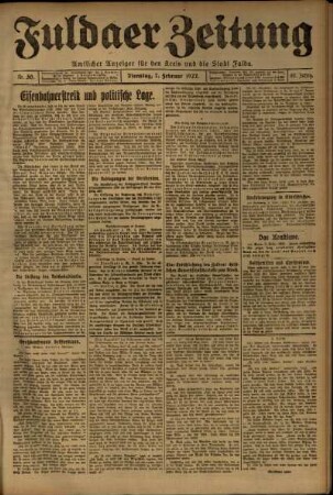 Ausgabe vom Dienstag, den 07. Februar 1922.