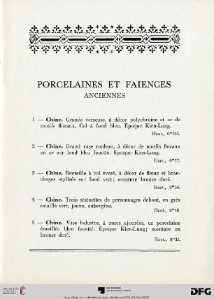 Porcelaines et faiences - Anciennes