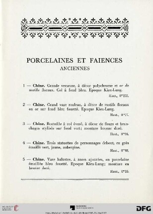 Porcelaines et faiences - Anciennes