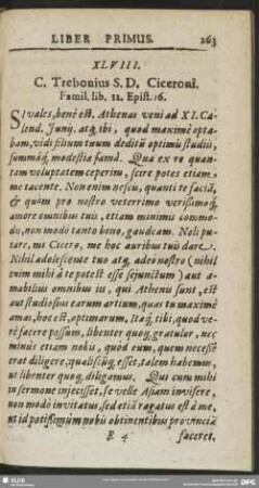 XLVIII. C. Trebonius S.D. Ciceroni. Famil. lib. 12. Epist. 16