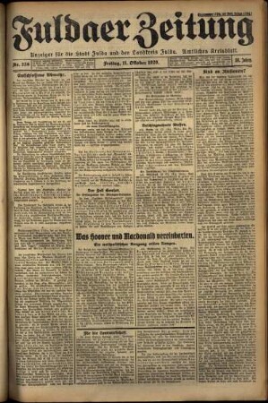 Ausgabe vom Freitag, den 11. Oktober 1929.