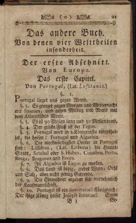 Das andere Buch. Von denen vier Welttheilen insonderheit.